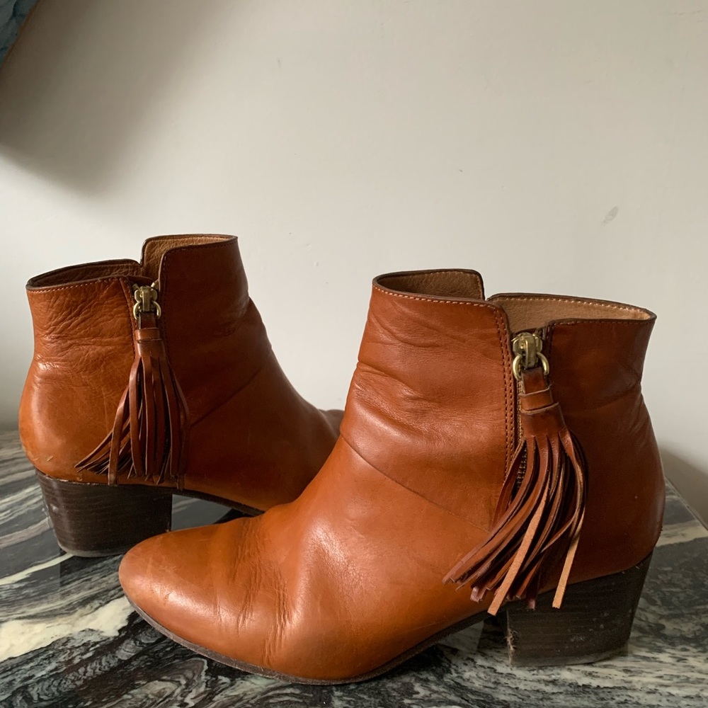 Coach Cognac leather ankle boots